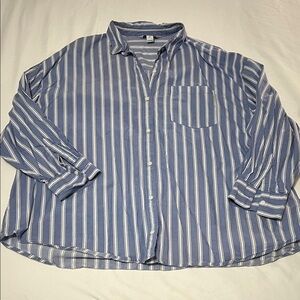 Old Navy Men's Blue and White Striped Shirt